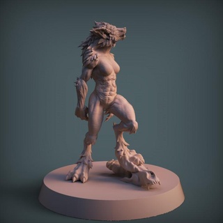 werewolf female explorer imp3dsion Tabletop Characters & Creatures Fantasy Universe rpg skull stand woman hunter assassin d&d dnd tabletoprpg 3d print model - Mito3D