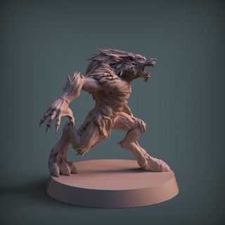 werewolf alpha imp3dsion Tabletop Characters & Creatures Fantasy Universe dragons leader rpg hunter assassin dungeon d&d dnd howling hombrelobo aullar 3d print model - Mito3D