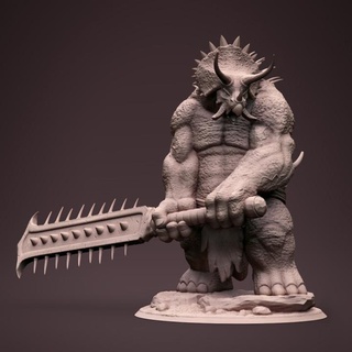 triceratroll clynche art Tabletop Characters & Creatures Fantasy Universe dinosaur troll tabletop triceratops dnd 3d print model - Mito3D
