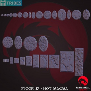 floor 17 - hot magma dungeons & dreadnoughts Tabletop accessories 40k basic battle dragons fantasy future magnet river road soldier space square warhammer magnetic base hex wargame dry marine wooden rocks rectangle dnd prima wh40k 32mm bases lava volcanic rough fantastical ttrpg 5e sculpts grimdark 3d print model - Mito3D