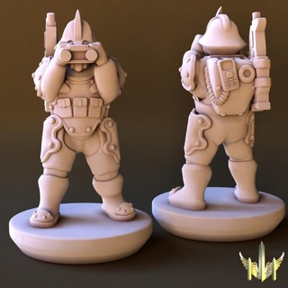 Platz entzeichnen Infanterie Pose 03 verdreifachen Turm Werkstatt Tischplatte Zeichen Kreaturen Sci Fi Universum 40k Armee Epos Rahmen Soldat Krieg Hammer Gewehr scifi Marine 15mm Proxy 3d print model - Mito3D