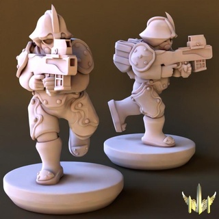 Platz entzeichnen Infanterie Pose 11 verdreifachen Turm Werkstatt Tischplatte Zeichen Kreaturen Sci Fi Universum 40k Armee Epos Rahmen Soldat Krieg Hammer Gewehr scifi Marine 15mm Proxy 3d print model - Mito3D