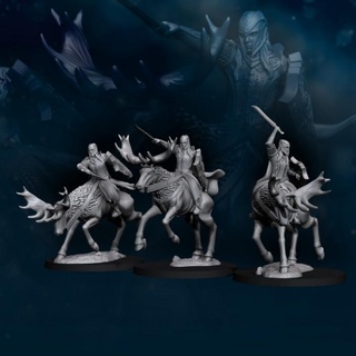 3x armoured wood elf elk - mounted davale games Tabletop Characters & Creatures Fantasy Universe wargames 28mm davalegames 3d print model - Mito3D
