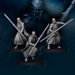 3x armoured wood elf foot - halberd davale games Tabletop Characters & Creatures Fantasy Universe wargames 28mm davalegames 3d print model - Mito3D