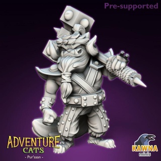 pur'saan barbarian cat - male kawna minis Tabletop Characters & Creatures Fantasy Universe pursaan 3d print model - Mito3D