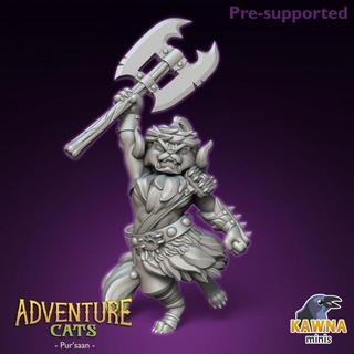 pur'saan barbarian cat - female kawna minis Tabletop Characters & Creatures Fantasy Universe pursaan 3d print model - Mito3D