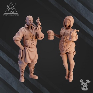 Fantasie Taverne Barmann Kellnerin dakkadakkastore Tischplatte Zeichen Kreaturen Universum stl Bier Kickstarter Miniaturen Abenteuer 28mm dnd Gastwirt Arbeiter Grenzen 3d print model - Mito3D