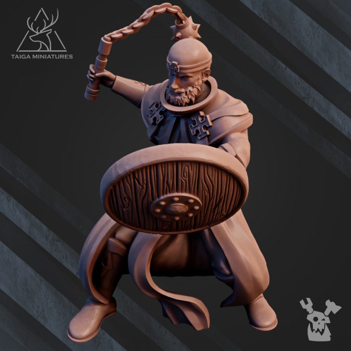 fantasia herói monge dakkadakkastore tampo mesa personagens criaturas universo 3d stl kickstarter modelo rpg escudo Guerreiro personagem miniatura aventura 28mm dnd Masmorras Dragões fronteiras Morgenshtern 3D print model - Mito3D