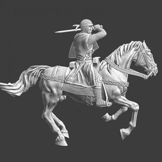medieval mounted knight - slashing sword northern crusades miniatures Tabletop Characters & Creatures Historical Universe printable figurine model mount warrior blade miniature tabletop charging cavalry toysoldier 28mm crusader 3d print model - Mito3D