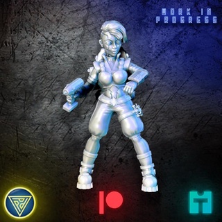 android mechanic print paint play Tabletop Characters & Creatures Sci-Fi Universe alien female roleplay rpg character tabletop 32mm starfinder sci-fo 3d print model - Mito3D