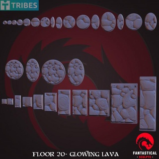 floor 20 - glowing lava rocks dungeons & dreadnoughts Tabletop accessories 40k basic battle dragons fantasy future magnet river road soldier space square warhammer magnetic base hex wargame marine wooden dnd prima magma wh40k 32mm bases volcanic rough fantastical ttrpg 5e sculpts grimdark floor20 3d print model - Mito3D