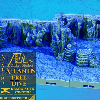 aeatln0 atlantis free dive aether studios Tabletop 3D Printable Terrain Fantasy ocean sea terrain underwater aetherstudios freeset underwaterterrain 3d print model - Mito3D