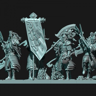 high elves lion guard holominiatures Tabletop Characters & Creatures Fantasy Universe axe elf forest unit war wargames wargaming warrior white guardian tabletop lions elven dnd command 9thage huntsman greataxe highelf the9thage highborn commandgroup highborne 3d print model - Mito3D