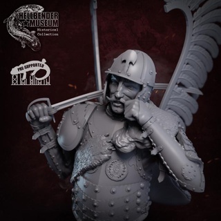 winged hussar xvii century bust presupported hellbender museum Fan Art Busts armor armour historical history knight polish poland military cavalry lance horseman sabaton huisar 3d print model - Mito3D