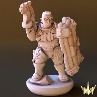 squad leader pose 01 triple spire workshop Tabletop Characters & Creatures Sci-Fi Universe 40k army epic scale shield soldier space war hammer rifle scifi shotgun marine 15mm proxy conscript 3d print model - Mito3D