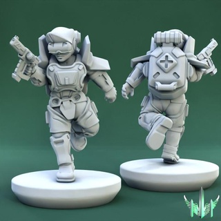 space medic justificer triple spire workshop Tabletop Characters & Creatures Sci-Fi Universe 40k army epic female pistol scale soldier war hammer rifle scifi pulse marine 15mm beret proxy 3d print model - Mito3D