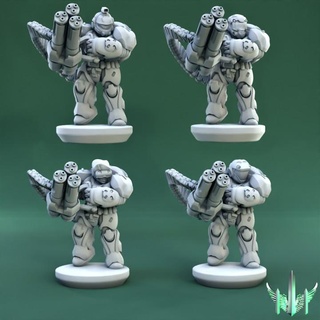 heavy armor space justificer pose 04 triple spire workshop Tabletop Characters & Creatures Sci-Fi Universe 40k army epic scale soldier war hammer rifle scifi pulse marine minigun 15mm proxy 3d print model - Mito3D
