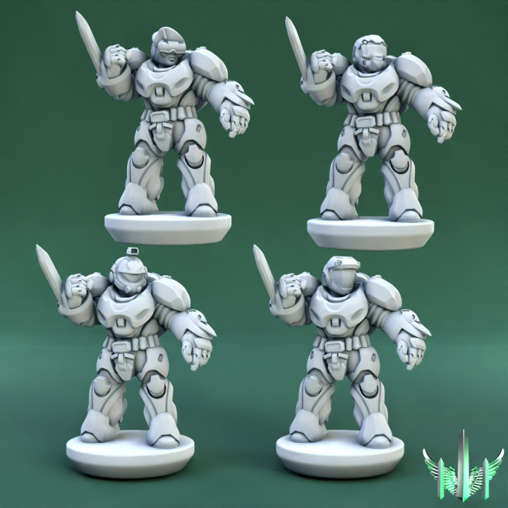 pesado armaduras espaço justificar pose 05 triplo pináculo oficina tampo mesa personagens criaturas Sci Fi universo 40k exército épico escala soldado guerra lâmina martelo rifle scifi pulso marinho 15mm retrair procuração 3D print model - Mito3D