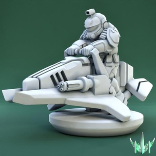 hover bike justificer pose 01 triple spire workshop Tabletop Characters & Creatures Sci-Fi Universe Vehicles Machines 40k army epic scale soldier space war hammer rifle scifi pulse marine 15mm proxy hoverbike 3d print model - Mito3D