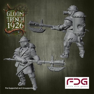 28mm british empire gas flame throwers - gloom trench 1926 fickle dice games Tabletop Characters & Creatures Fantasy Universe horror wargaming tabletopwargaming grimdark gt1926 gloomtrench1926 41k alternativeww1 alternativeworldwar1 3d print model - Mito3D