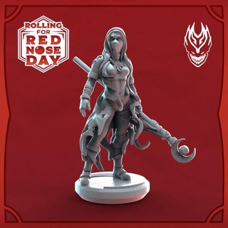 rolling red nose day - tellen aabria grinning god Tabletop Characters & Creatures Fantasy Universe female mini model moon twilight dnd cleric cloak browns grinninggod tattered brandon 3d print model - Mito3D