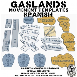 Gaslands hareket şablonlar 2022 İspanyol Brander rulo masaüstü Aksesuarlar masa oyunu sablebadger 3d print model - Mito3D