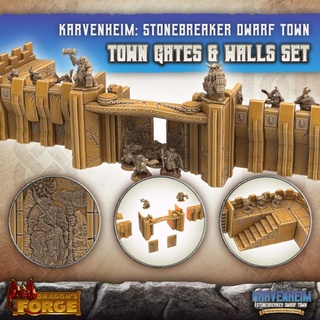 karvenheim dwarf city walls modular set dragon's forge miniatures Tabletop 3D Printable Terrain Fantasy game kickstarter rpg statue terrain tower wall roleplaying gate d&d 28mm scenery 32mm dwarves frontiers 3d print model - Mito3D