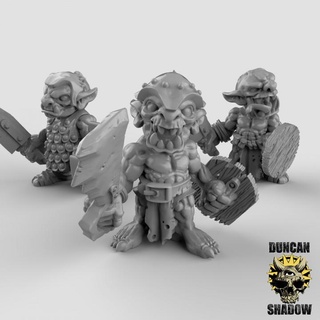goblins swords shields pre-supported duncan shadow Tabletop Characters & Creatures Fantasy Universe warhammer dungeonsanddragons dnd kingsofwar ageofsigmar ttrpg presupported 3d print model - Mito3D