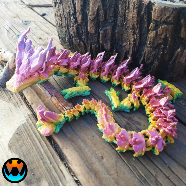 woodland dragon articulating flexi wiggle pet print place fantasy cinderwing3d Toys & Games animal creature cute forest funny lizard mythical new toy flexible articulated crystal printinplace supports print-in-place fidget dnd nosupports crystals jiggle crystaldragon cinderwing dungoensfun 3D print model - Mito3D