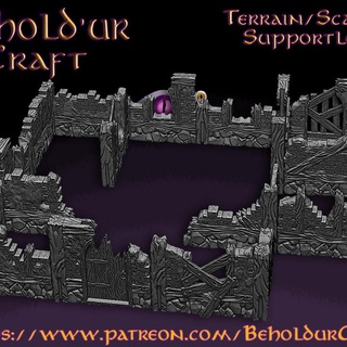 ruined village set behold'ur craft play terrain role tabletop dnd walls scatter 3d print model - Mito3D
