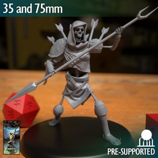 draugr ölümsüz iskelet dövüşçü savaşçı mızrakçı Atlas stüdyolar masaüstü karakterler yaratıklar fantezi Evren Ortaçağa ait kafatası mızrak 3dprint Zindanlar Ejderhalar d 3d print model - Mito3D