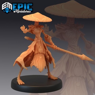 mushroom folk warrior spear infested fighter forest & swamp guardian epic-miniatures fantasy medieval monster rpg warhammer sla enemy tabletop dungeon fungus dnd pathfinder fungi npc pre-supported supported pre 3d print model - Mito3D