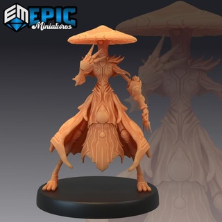 mushroom folk warrior kunai knife infested fighter forest & swamp guardian epic-miniatures fantasy medieval monster rpg warhammer sla enemy tabletop dungeon fungus dnd pathfinder fungi npc pre-supported supported pre 3d print model - Mito3D