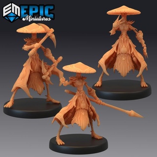 mushroom folk warrior set infested spear knife scythe fighter forest & swamp guardian epic-miniatures fantasy medieval monster rpg warhammer sla enemy tabletop dungeon fungus dnd pathfinder fungi npc pre-supported supported pre 3d print model - Mito3D