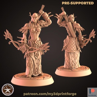gece kaynaklı elf kadın okçu my3dprintforge masaüstü karakterler yaratıklar fantezi Evren model baskı avcı minyatür reçine Warcraft vay elfler dnd pre supported arcanist 3d print model - Mito3D