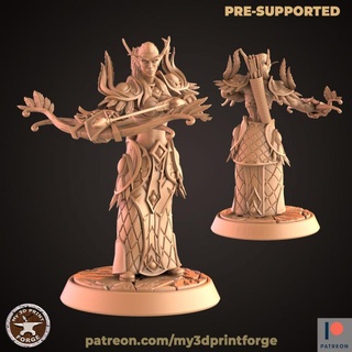 nightborne elf female archer aiming my3dprintforge Tabletop Characters & Creatures Fantasy Universe fantasy model printing hunter miniature resin warcraft wow elves night dnd pre-supported arcanist 3d print model - Mito3D