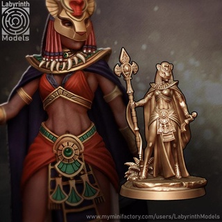 priestess sekhmet - 32mm scale labyrinth models Tabletop Characters & Creatures Fantasy Universe dungeons egyptian fantasy hero lion mythology rpg wargaming warhammer character miniature boardgame tabletop wargame patreon d&d sorceress 3d print model - Mito3D