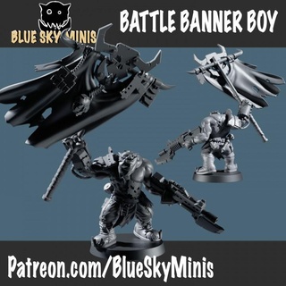 batalla bandera chico azul cielo minis mesa caracteres criaturas Sci Fi universo juego orco ork guerra miniatura 28mm 32mm 3d print model - Mito3D