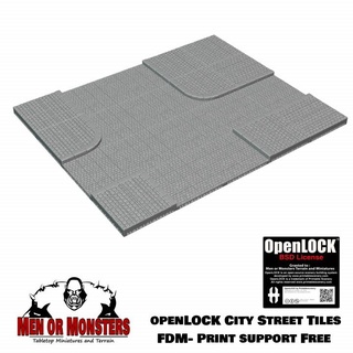 openlock city street tiles raised sidewalks dale seaton Tabletop 3D Printable Terrain lock open 3d print model - Mito3D