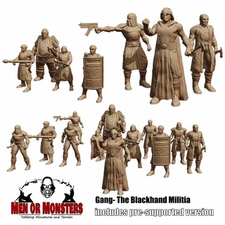 gang blackhand milizia dale posto tavolo personaggi creature fantasia universo armatura pistole male guardie banda banditi corrotto 3d print model - Mito3D