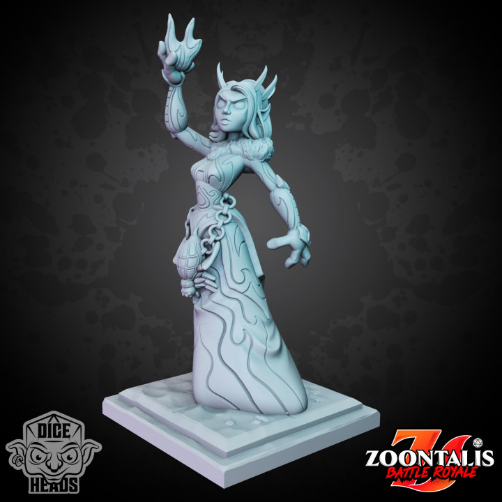 dark elf sorcerer pre-supported included dice heads Tabletop Characters & Creatures Fantasy Universe d&d dnd presupported darkelfsorcerer 3D print model - Mito3D