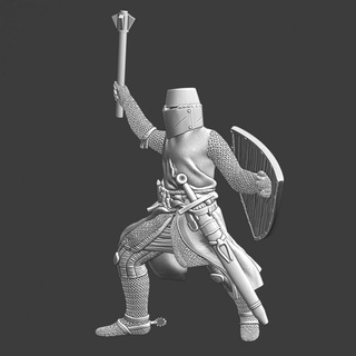 medieval crusader knight - mace & shield northern crusades miniatures Tabletop Characters Creatures Historical Universe fantasy figurine model soldier wargaming warrior miniature tabletop infantry templar 28mm knights teutonic 3d print model - Mito3D