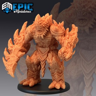 lava golem volcano giant construct ancient fire guard epic-miniatures fantasy medieval monster rpg warhammer sla enemy tabletop dungeon dnd pathfinder npc pre-supported supported pre 3d print model - Mito3D