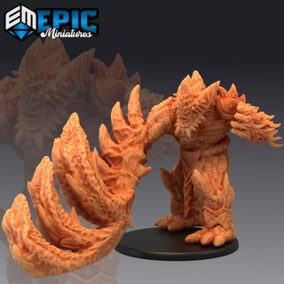 lava golem attack volcano giant construct ancient fire guard epic-miniatures fantasy medieval monster rpg warhammer sla enemy tabletop dungeon dnd pathfinder npc pre-supported supported pre 3d print model - Mito3D