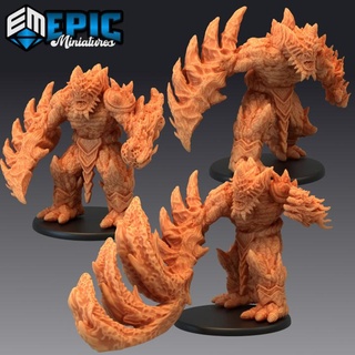 lava golem set volcano giant construct ancient fire guard epic-miniatures fantasy medieval monster rpg warhammer sla enemy tabletop dungeon dnd pathfinder npc pre-supported supported pre 3d print model - Mito3D