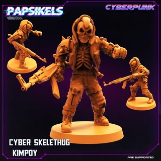 cyber skelethug kimpoy papsikels miniatures Tabletop Characters & Creatures Sci-Fi Universe skeleton enemy cyberpunk ak47 3d print model - Mito3D