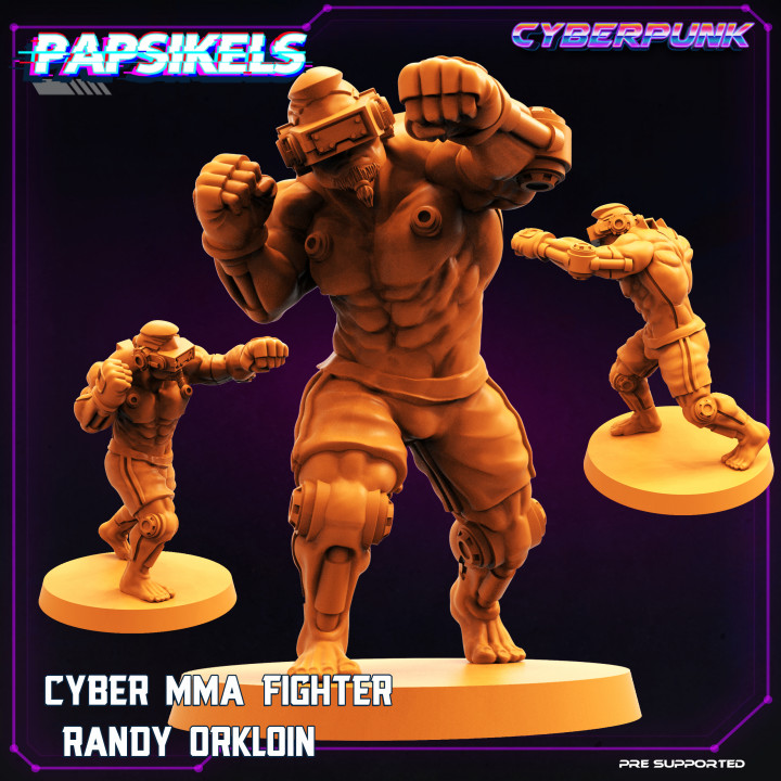 cyber mma combattant Andy excité filet 39 or papsikels miniatures table personnages créatures Sci univers punk cybernétique coup poing 3D print model - Mito3D