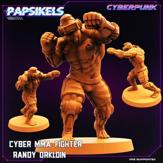 cyber mma fighter andy randy orkloin papsikels miniatures Tabletop Characters & Creatures Sci-Fi Universe punk cybernetics punch 3d print model - Mito3D