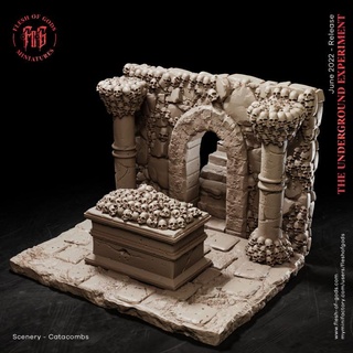 scenery - catacombs flesh gods environment skull terrain tomb props dungeon buried 3d print model - Mito3D