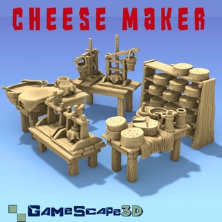 cheese maker gamescape3d cooking farm food tools wine cook farmer merchant peasant trades dairy 3d print model - Mito3D